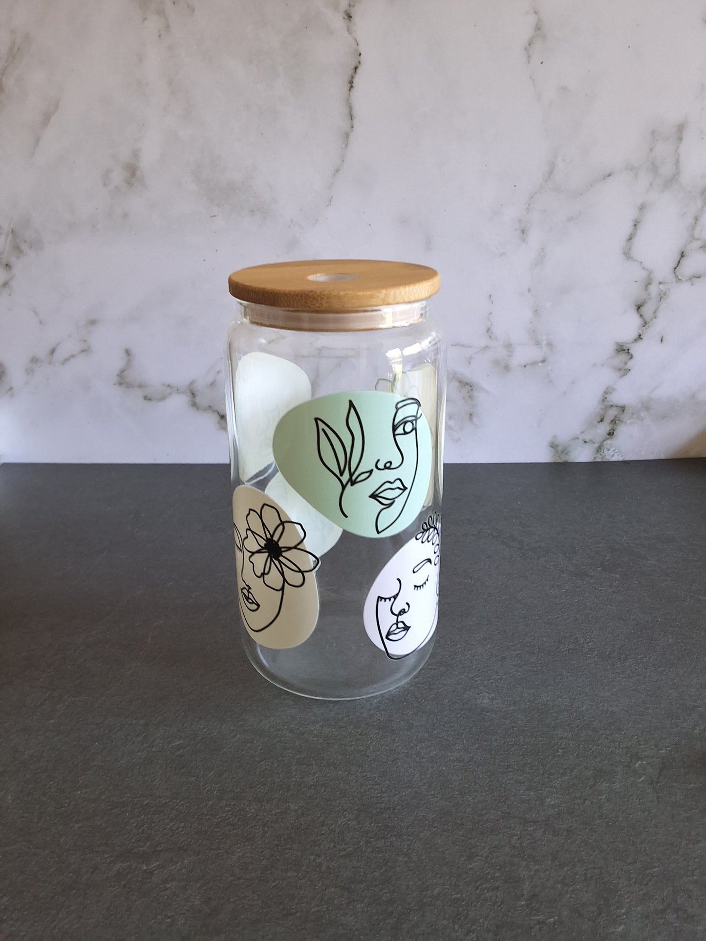 Minimalist Faces Glass Tumbler