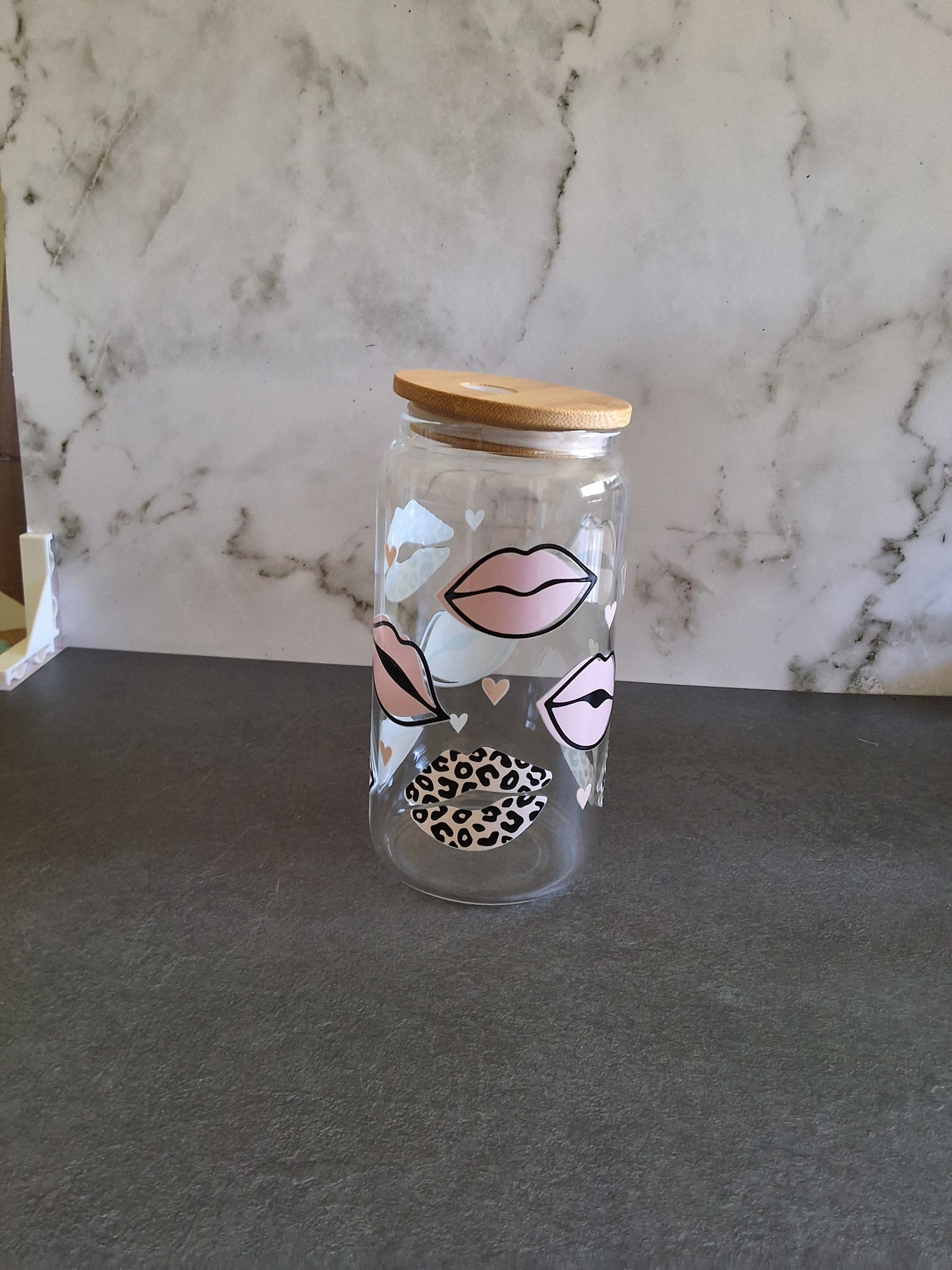 Leopard Print Lips Glass Tumbler