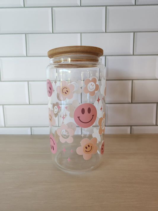 Happy Daisies Glass Tumbler