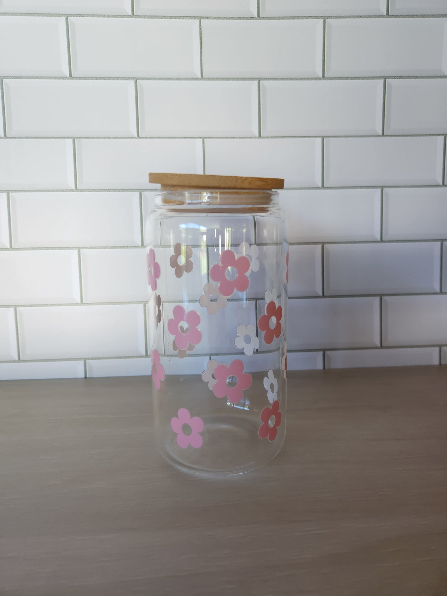 Pink Daisy Glass Tumbler