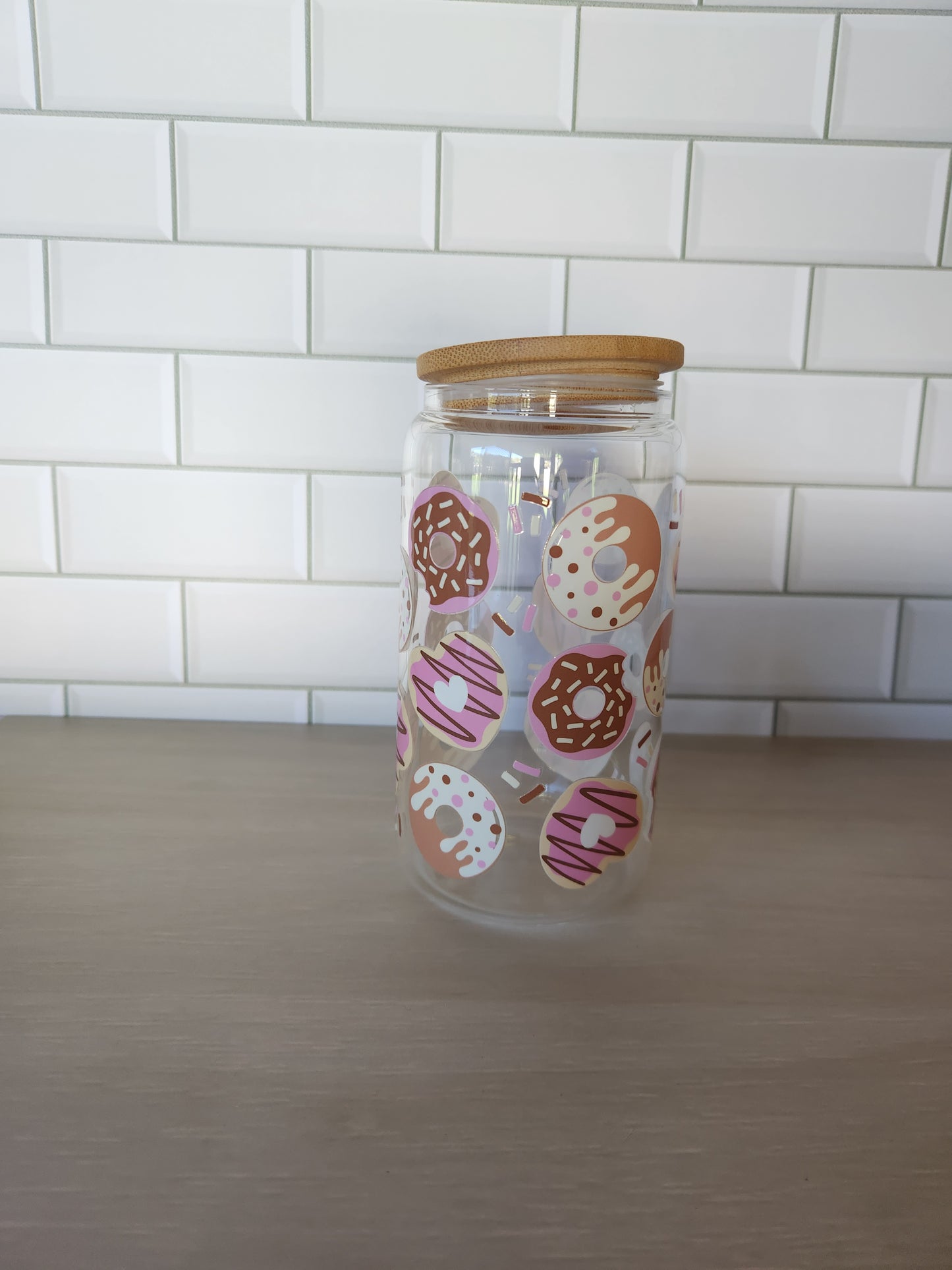 Sprinkled Donuts Glass Tumbler