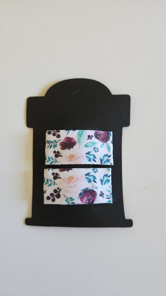 Floral Wine & Pink Snap Hair Clip